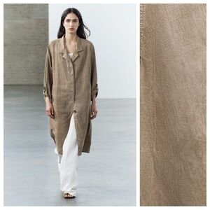 NWT. Zara ZW Collection Brown/Taupe Faded Oversized Trench Coat. Size M-L.